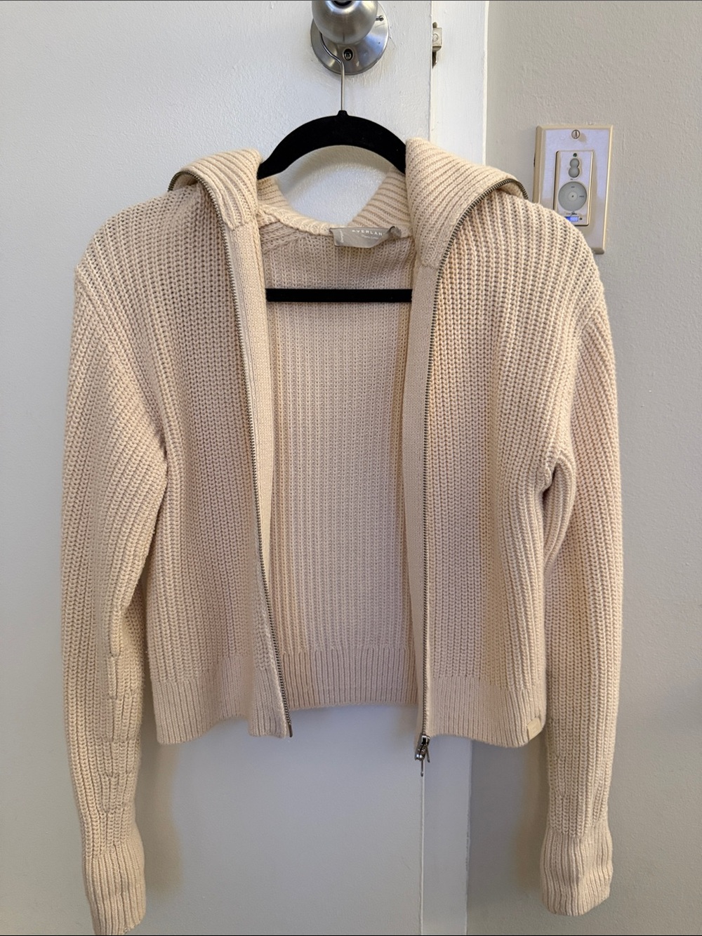 Everlane Chunky Knit Hooded Zip Cardigan - Cream